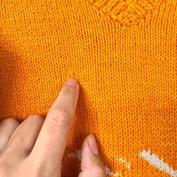 Vintage handmade Yellow Knit Sweater with Train Design - Picture 6 of 11